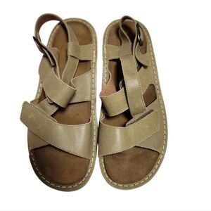 Tan Biotime Strappy Sandals with Adjustable Velcro Closure